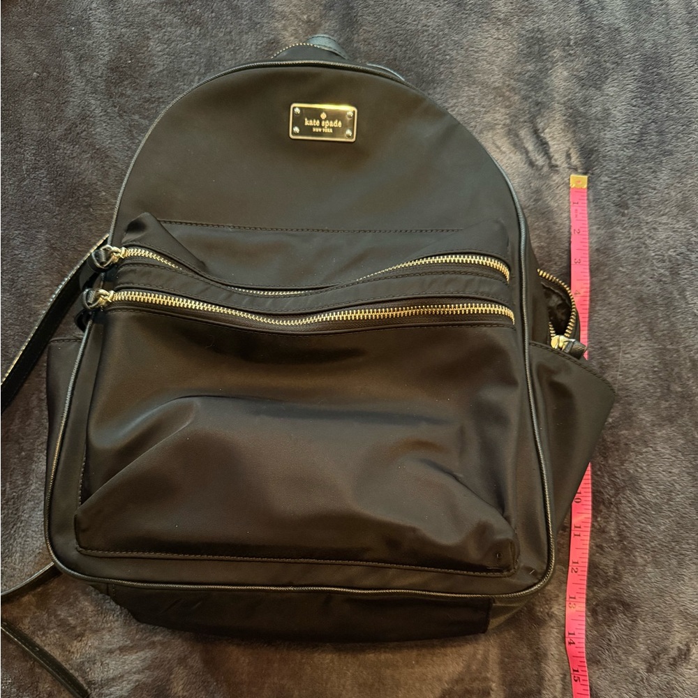 Kate Spade Men's Black Backpack with Silver Accents